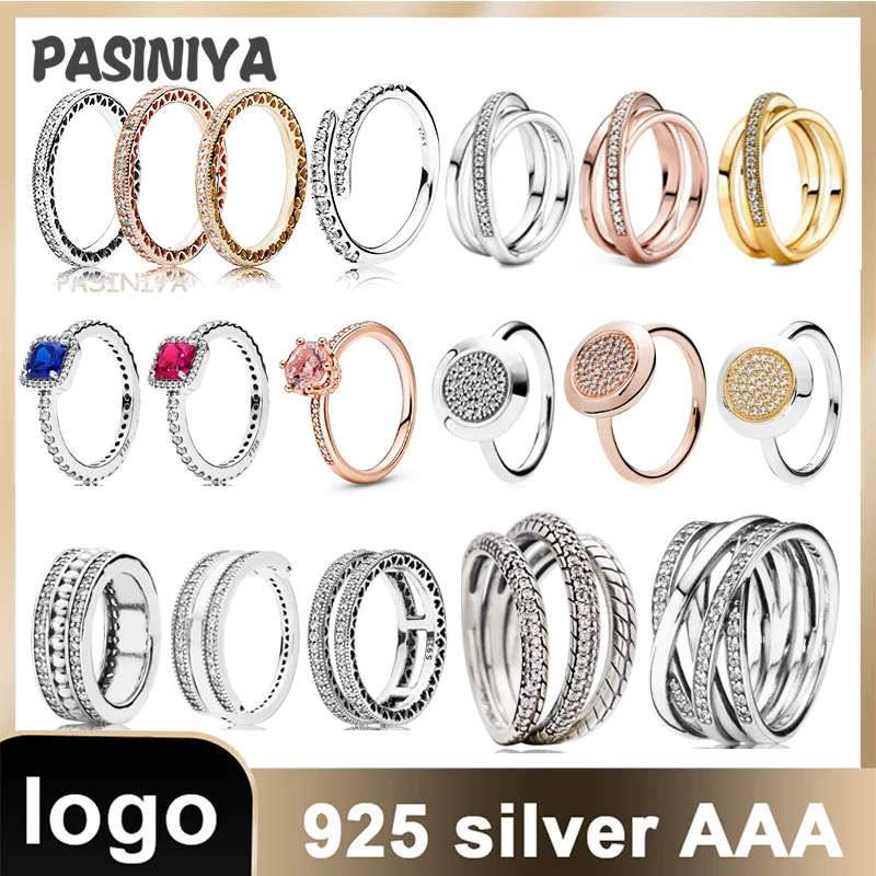 

Три кольца с ПАВЕ, 199083C01, Женское кольцо, фотосеребро 190962CZ, розовое золото, высокое качество, роскошные ювелирные изделия, подарок