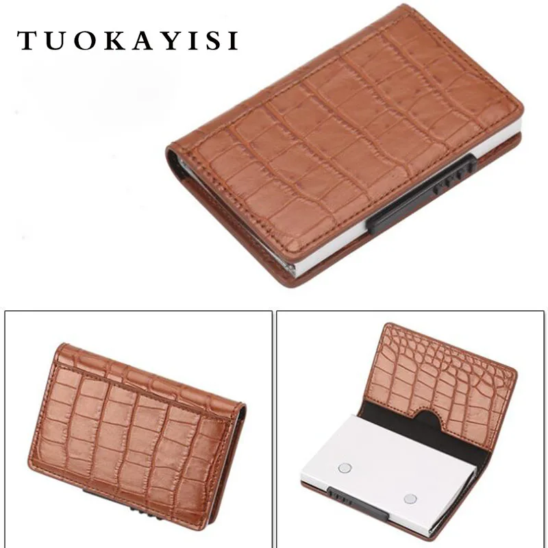 Держатель для кредитных карт из натуральной кожи + алюминиевого сплава