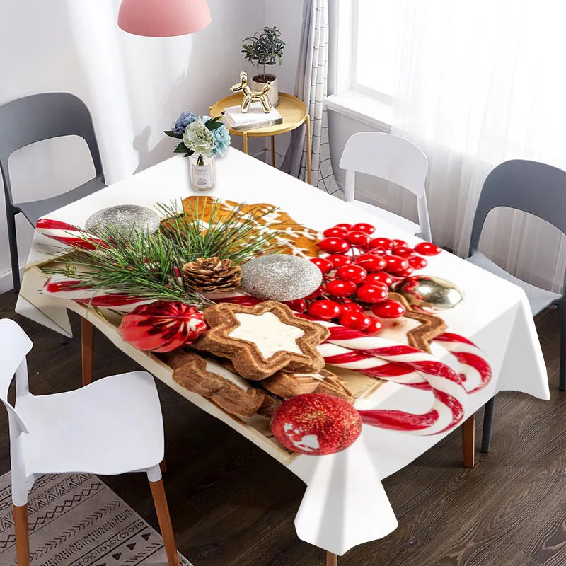 Скатерть 3D с рождественским узором водонепроницаемая ткань для журнального