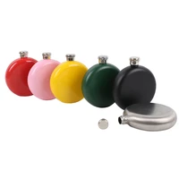 5oz portable mini hip flask 304 stainless steel round hip flask outdoor sports fitness colorful wine glass
