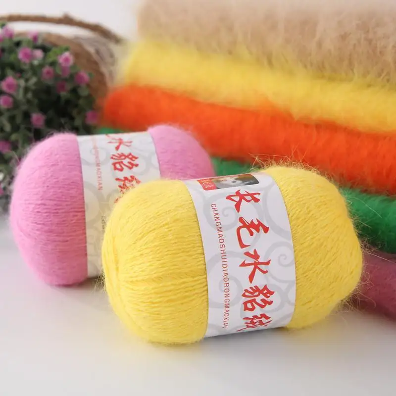 70 г Длинная шерстяная пряжа с шерстью норки бархат Erdos кашемир ручная тканая шарф