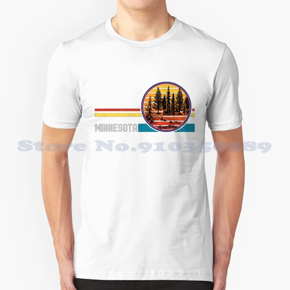 

Винтажная ретро-футболка Minnesota Mn 80S Forest Lake Mountain Sunset, модная Винтажная футболка, футболки из Миннесоты, Миннеаполиса, Эдема прерий