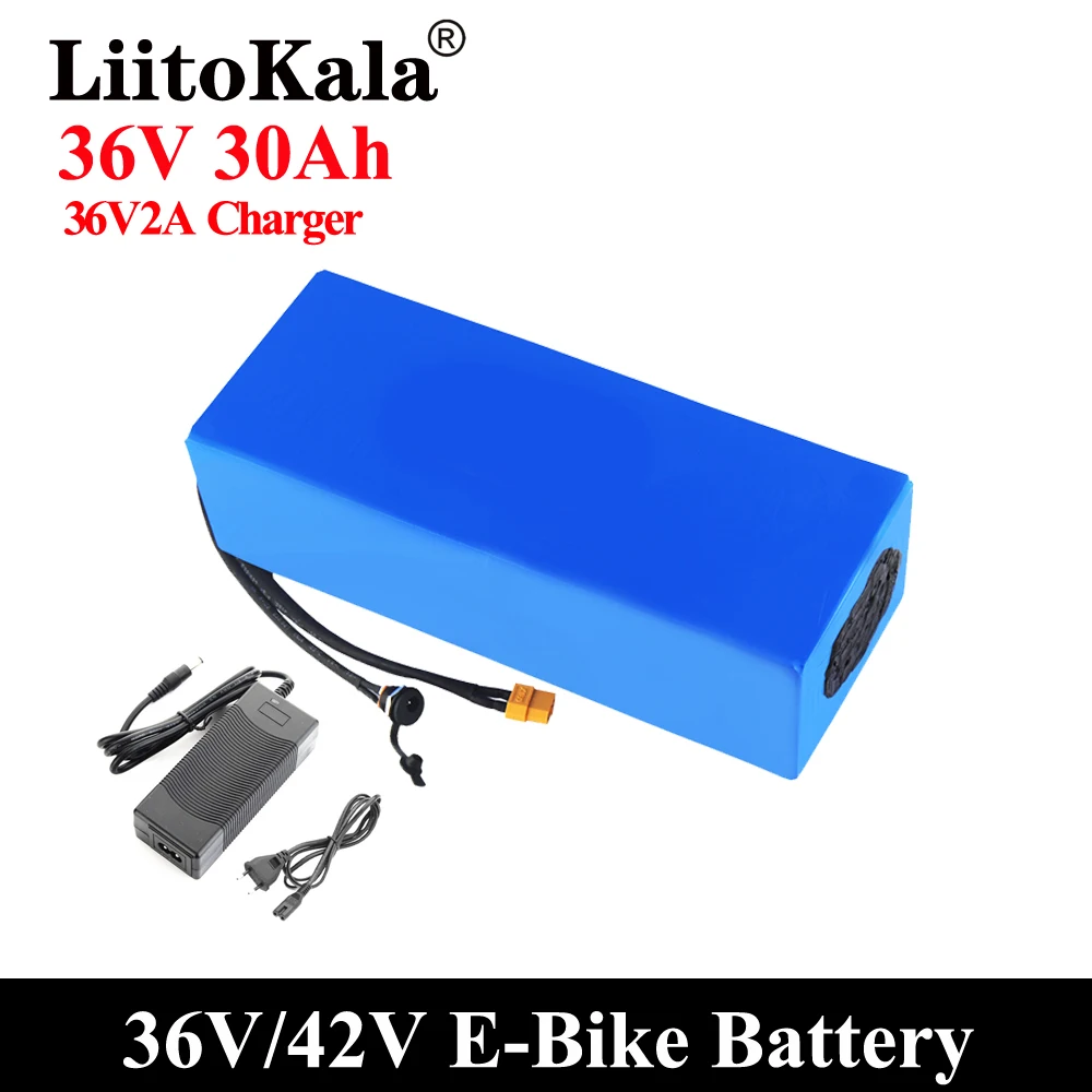 

LiitoKala 36V 20Ah 30Ah 25Ah 15Ah 18650 Lithium Battery Electric Motorcycle Bicycle Scooter with BMS and 42V 2A charger XT60