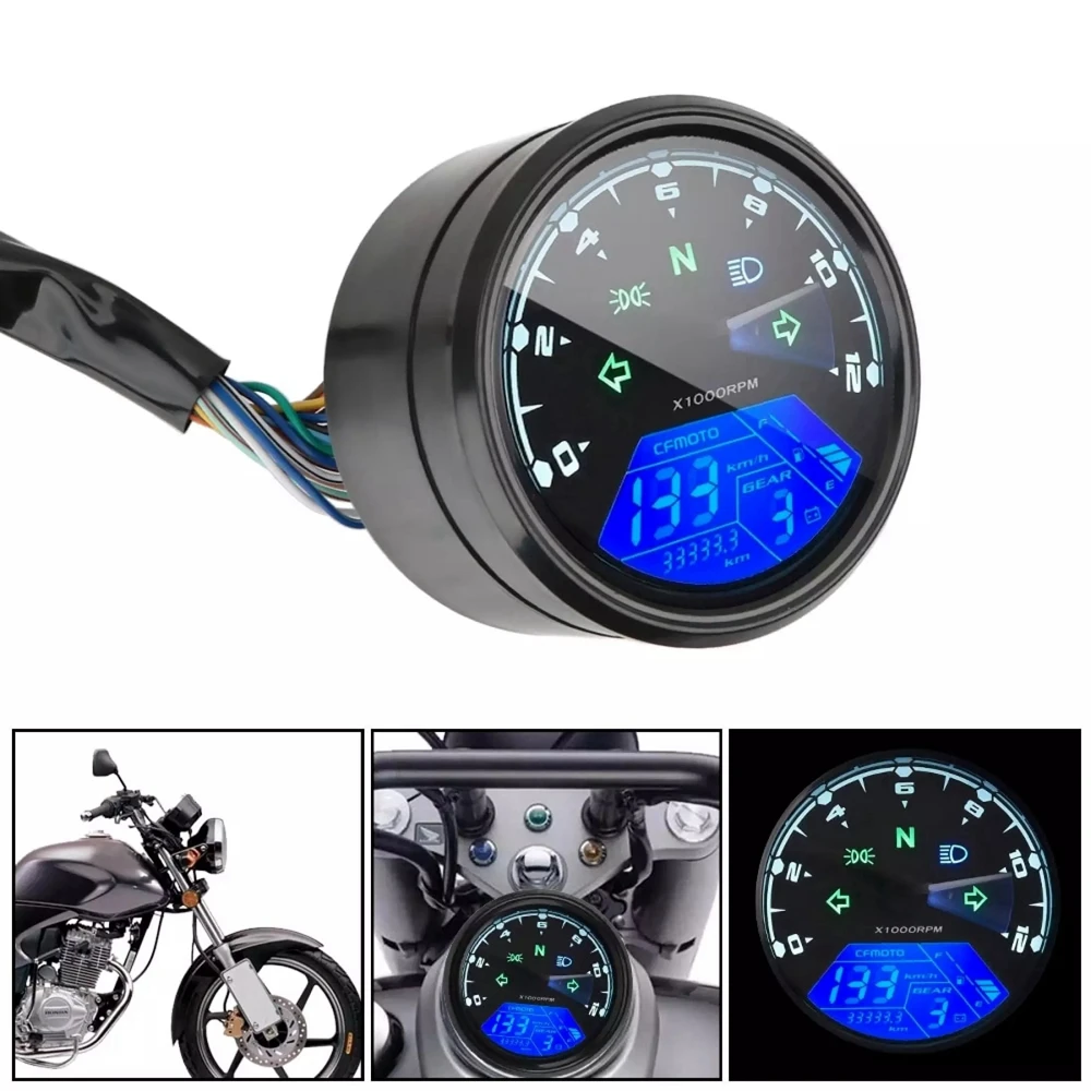 

LED Digital Indicator Tachometer Fuel Meter Anti-glare Multifunctional Motorcycle Panel Speedometer Night vision Dial Odometer