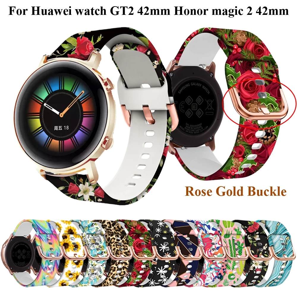 

Ремешок для Huawei Watch GT 2 Honor Magic 2 42 мм, браслет с принтом для смарт-часов Huami Amazfit GTR 42, 20 мм