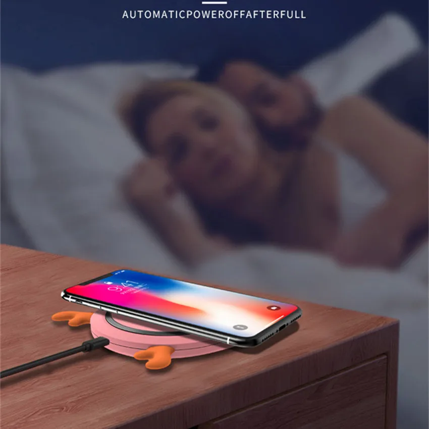 Qi Беспроводное зарядное устройство для Iphone XS MAX XR 8plus samsung S10 S9 Plus Note8 Chargeur Индукционная милая без провода Быстрая зарядка