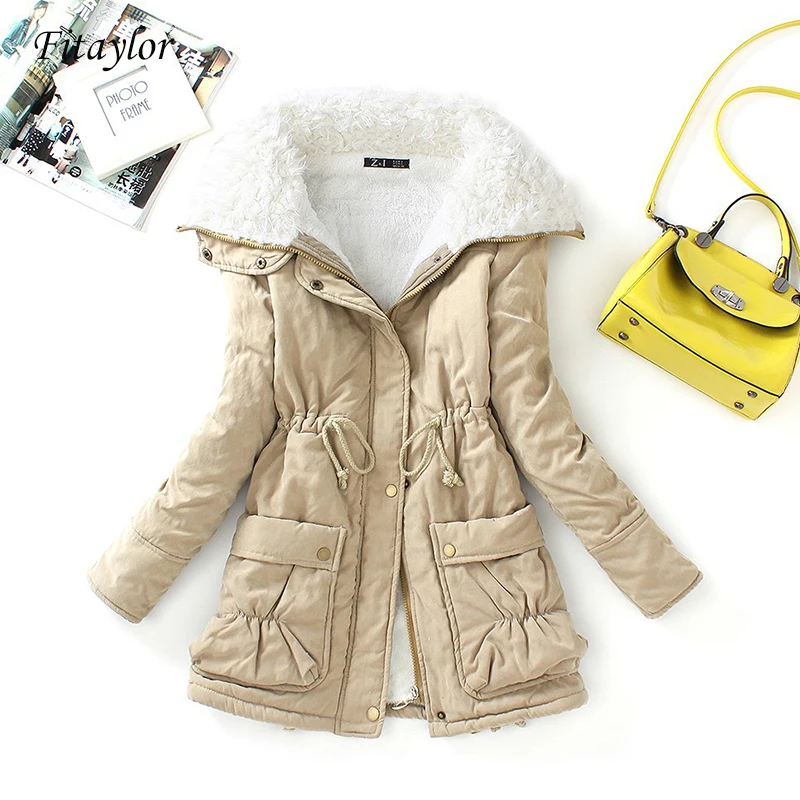 

Fitaylor Winter Cotton Coat Women Slim Snow Outwear Medium-long Wadded Jacket Thick Cotton Padded Warm Cotton Parkas