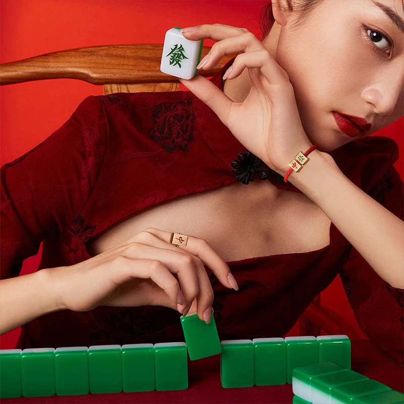 

Ethnic Style Mahjong Rich Ring For Woman Fashion Personality Niche New Year Red Rope String Transfer Lucky Man Bracelet Jewelry
