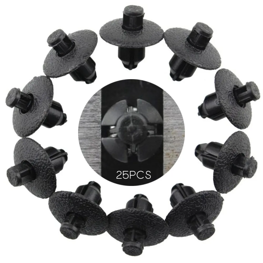 

25X Engine Side Cover Clips Push-Type Rivet Retainer 90467-07117 For Toyota Black Interior Accessories Auto Fastener & Clip