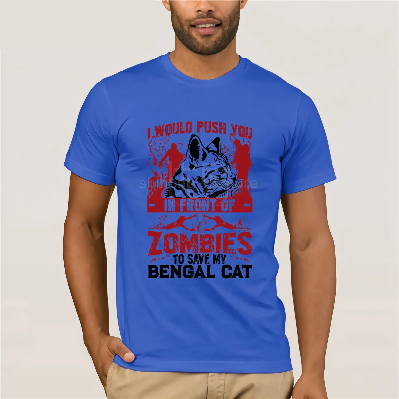 To Save My Bengal Cat I 'd Push You In a sale Of poptember футболка одежда популярная круглый вырез 100%