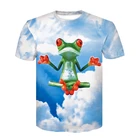 Летняя мужская футболка с 3D-принтом голубого неба, лягушки, Мужская модная забавная новая футболка Веселая Футболка Summer