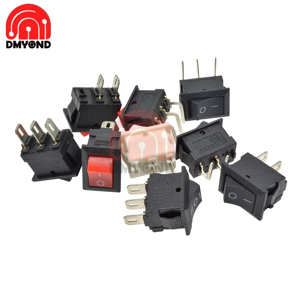 10 шт. клавишный переключатель лодки 10x15 мм 2Pin 3Pin 6A 125V 3A 250V защелкивающийся ВКЛ ВЫКЛ