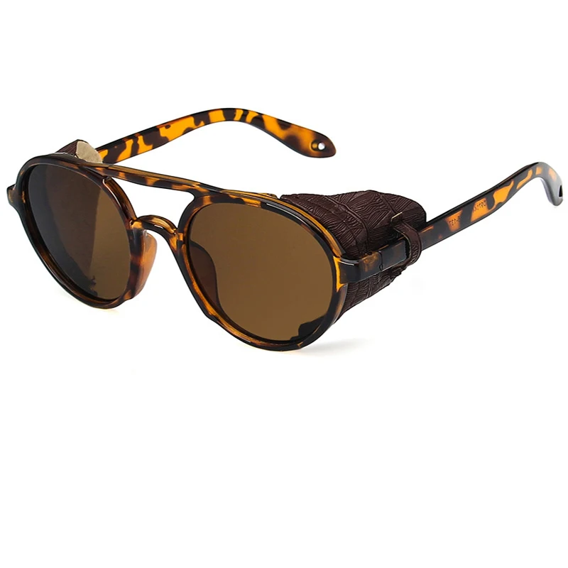 Retro Punk masculine glasses vintage Round Brand Design Sun Glasses For Women Steampunk Fashion sunglasses woman | Аксессуары для