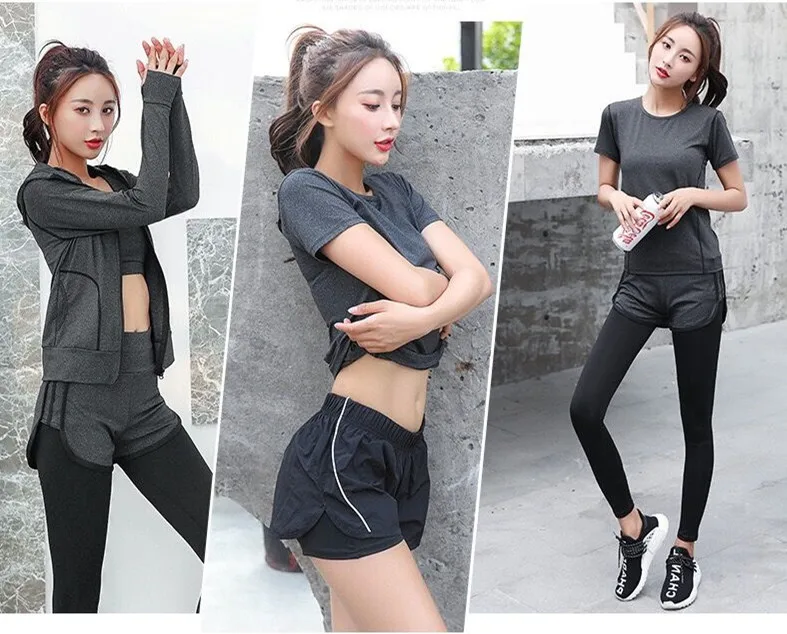 Women sports set tracksuit yoga bra running wear student sportswear gym tees fitness training exercise clothing outdoor jogging |