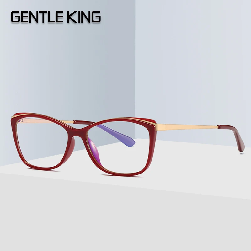 

GENTLE KING Cat Eye Glasses For Women Vintage Computer Eyeglasses Optical Glasses Anti Blue Light Blocking Gafas Lunette