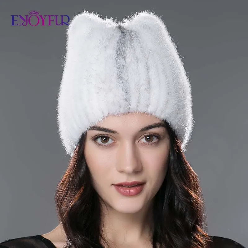 Шапка женская из натурального меха ENJOYFUR | Аксессуары для одежды