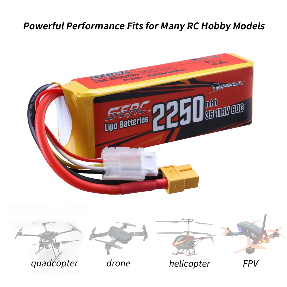 sunpadow 111 в 3s rc lipo аккумулятор 60c 70c 2250 мач с ра