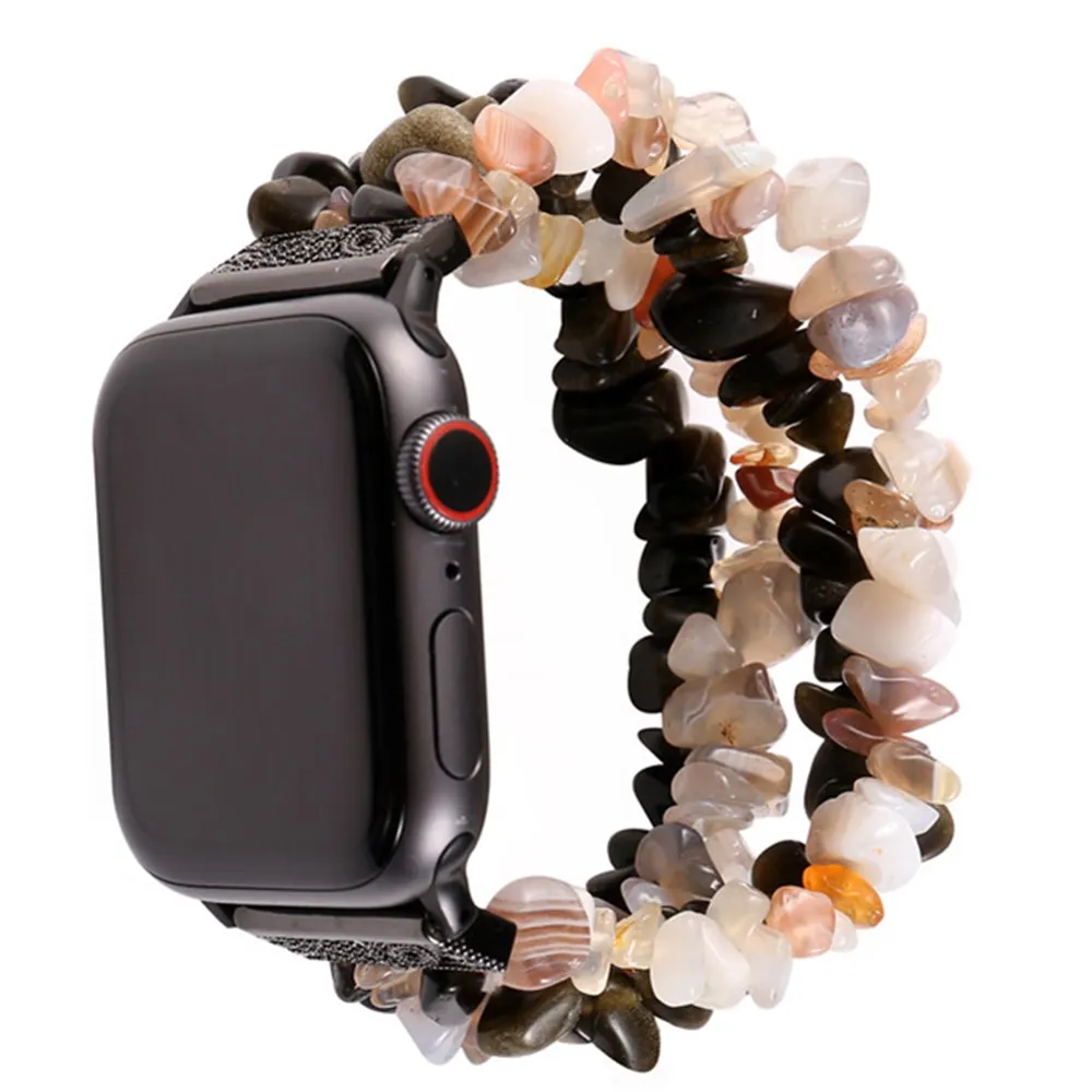 Ручной работы натуральный камень из бисера ремешок для наручных часов Apple Watch SE