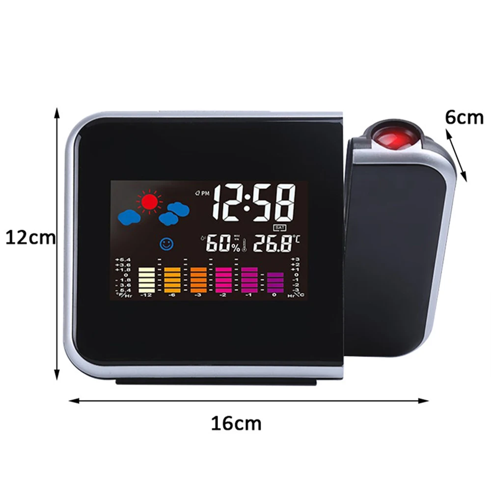 LED Digital Projection Alarm Clock Temperature Thermometer Desk Time Date Display Projector Calendar USB Charger Table Led Clock