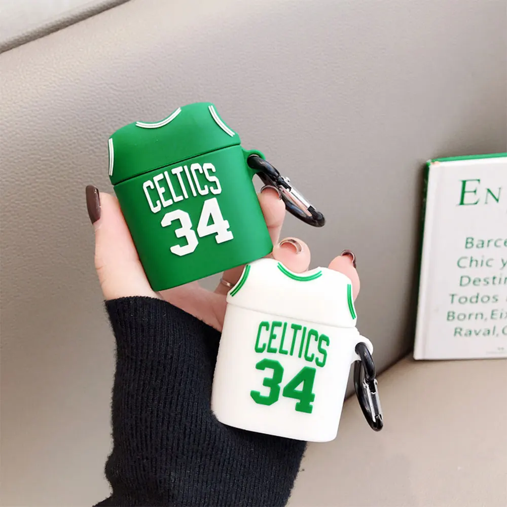3D черные чехлы для наушников Mamba Lakers 24 Jersey Kobe Bryant Celtics 34 Paul Pierce для Apple Airpods 1/2 силиконовый чехол для наушников
