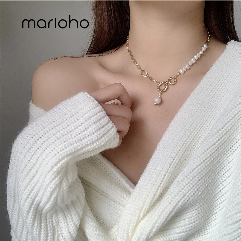 Marioho 2020 новый жемчужное ожерелье барокко свитер на осень и зиму комплект