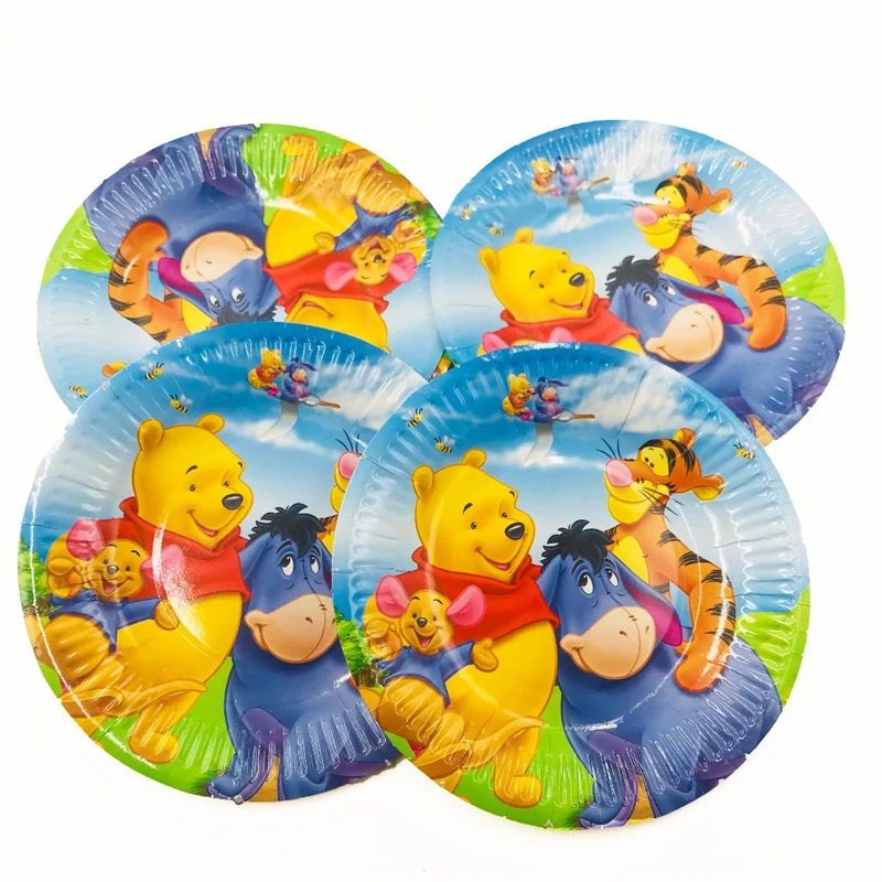 10 детских тарелок с изображением Винни медведя одноразовая посуда