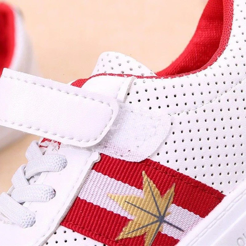 Детская обувь маленькие белые туфли для катамитов детская с кленовыми листьями