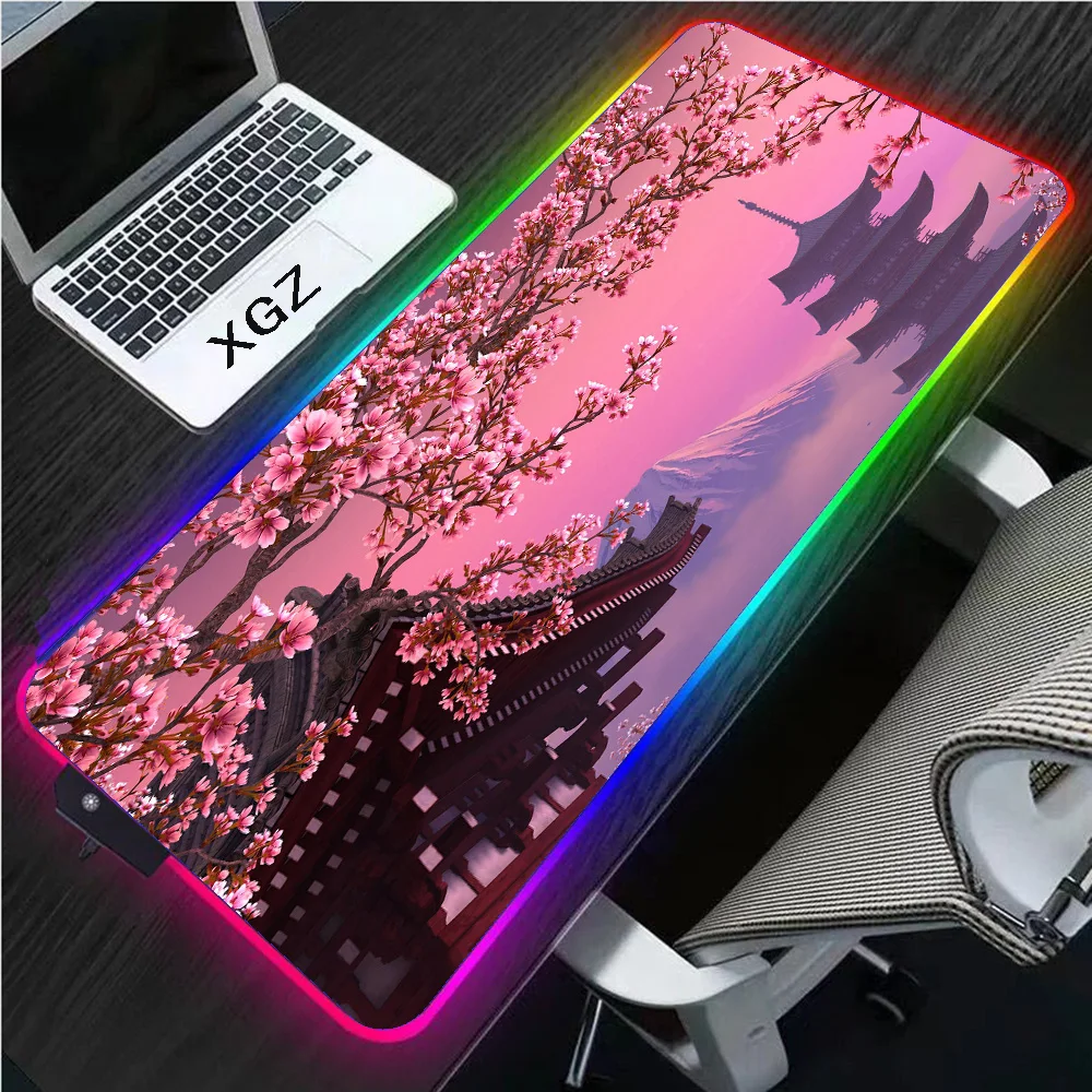 

XGZ Pink Mouse Pad Computer Keyboard Mat RGB Laptop PC Gaming Mousepad Gamer Glowing LED with USB PC Gaming Desktop Gaming Desk