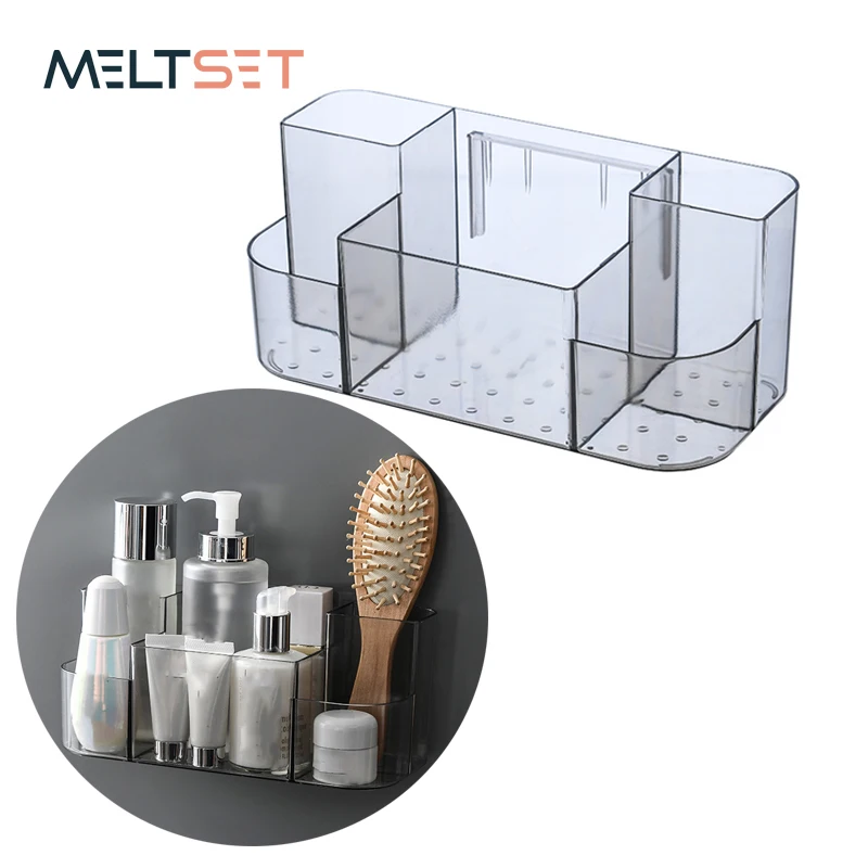 Transparent Cosmetic Storage Box Wall Mounted Makeup Organizer for Desktop Wall Beauty Makeup Container Bathroom Organizer
