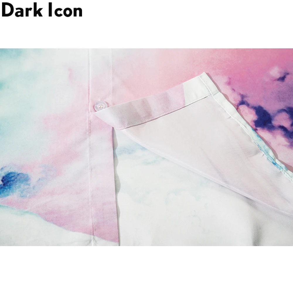 

Dark Icon Tie Dyeing Loose Shirts for Men Summer Turn-down Collar Man Blouse Street Fashion Men's Clothing 2Colors