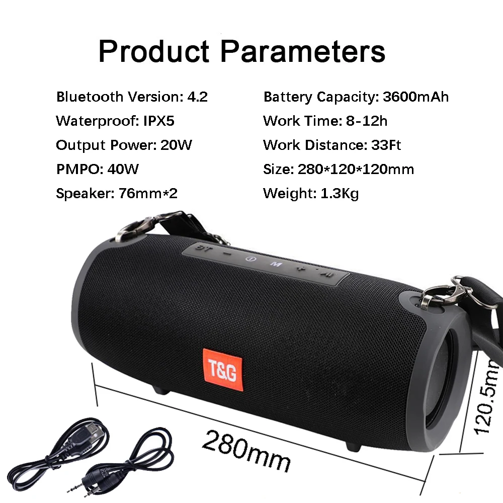 

TG118 Caixa De Som Bluetooth 40w Speaker Altavoces Subwoofer Blutooth Waterproof Outdoor Speaker AUX TF USB Boombox Loudspeaker