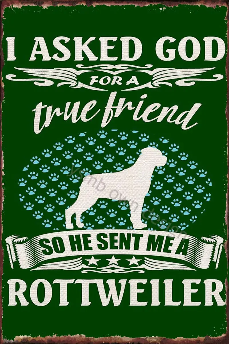 

Rottweiler Funny Poster Metal Sign Tin Sign Tin Plates Wall Decor Retro Vintage For Art Club Man Cave Cafe Pub Home
