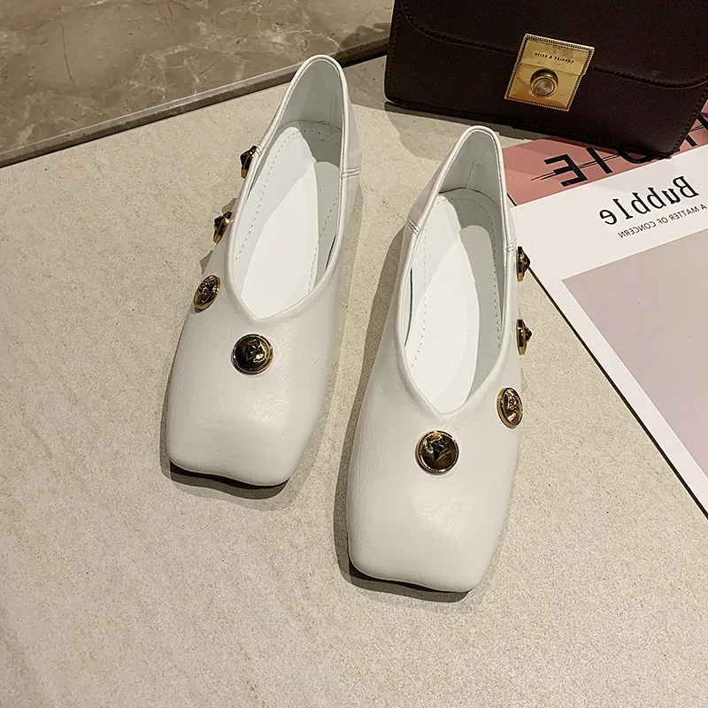 

Square toe single shoes women 2020 spring new all-match women's shoes flat peas shoes fashion casual Korean trend shoes