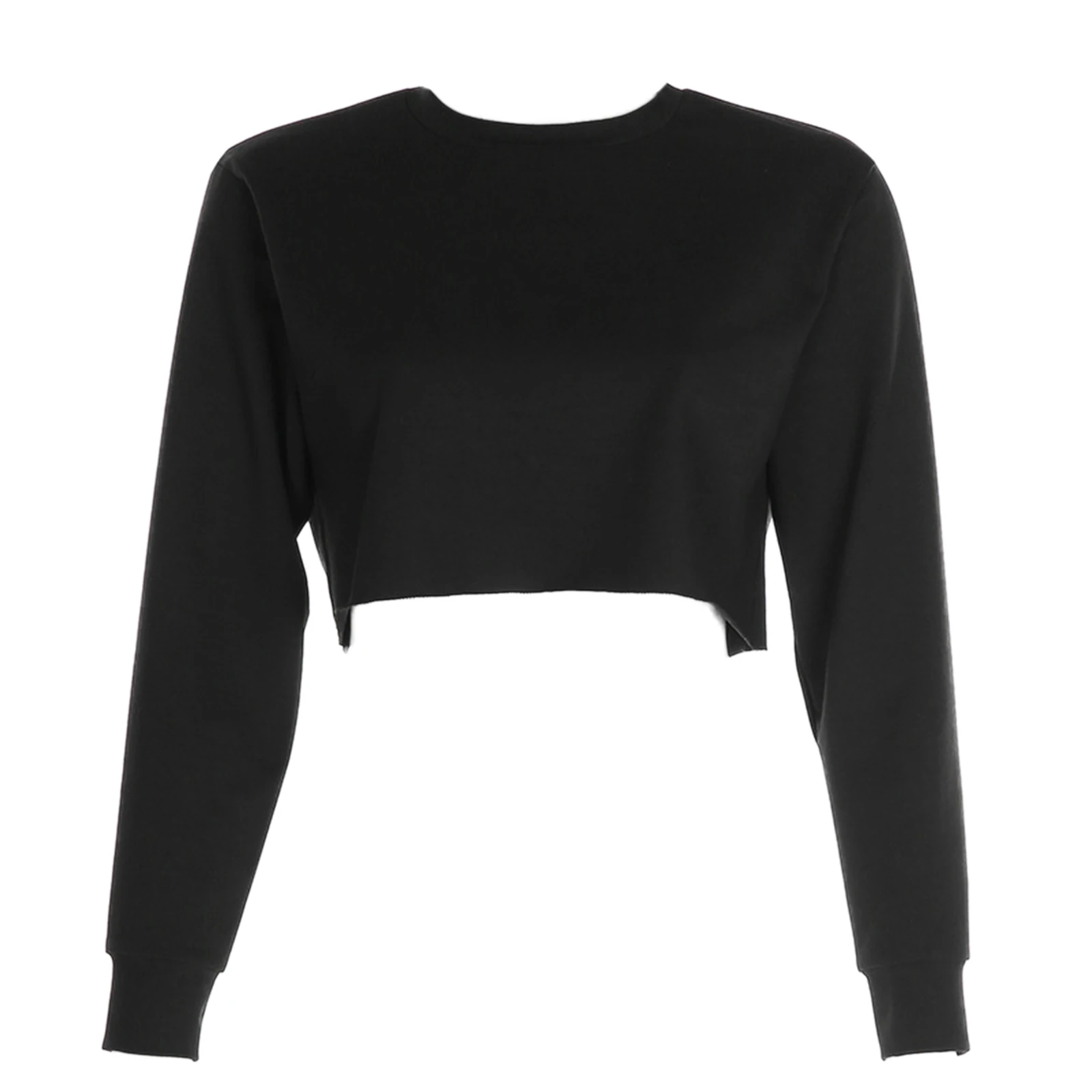 

Hirigin 2020 Fashion Women O Neck Long Sleeve Sweatshirt Young Girls High Street Hip Hop Loose Hem Broken Design Crop Hoodies
