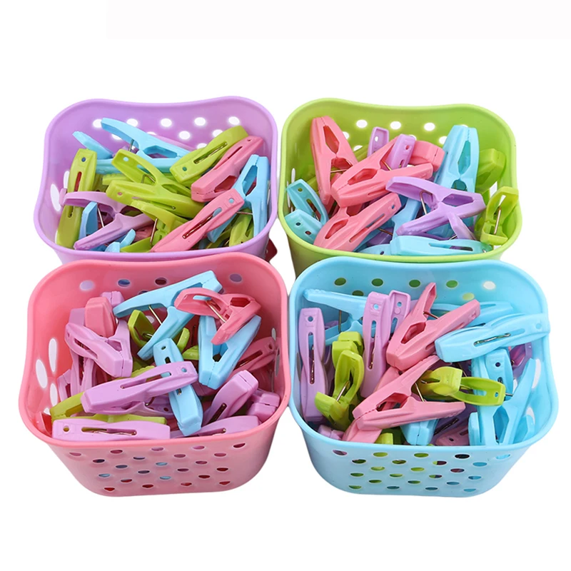 Dry Clothes Pegs Strong Windproof Plastic Small Clips With Storage Basket Drying Bamboo Clip Laundry LXX | Дом и сад