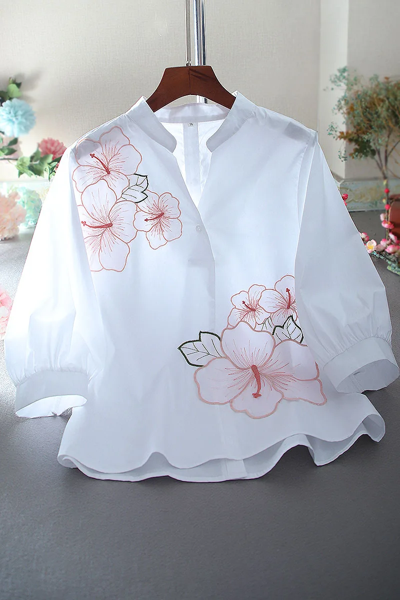 

SuperAen Spring Original Korean Version Loose Big Size V-neck Simple Design Cotton Women Top Blouse