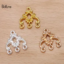 BoYuTe (50 Pieces/Lot) 19*31MM Metal Alloy Flower Porous Connector Accessories Diy Handmade Jewelry 