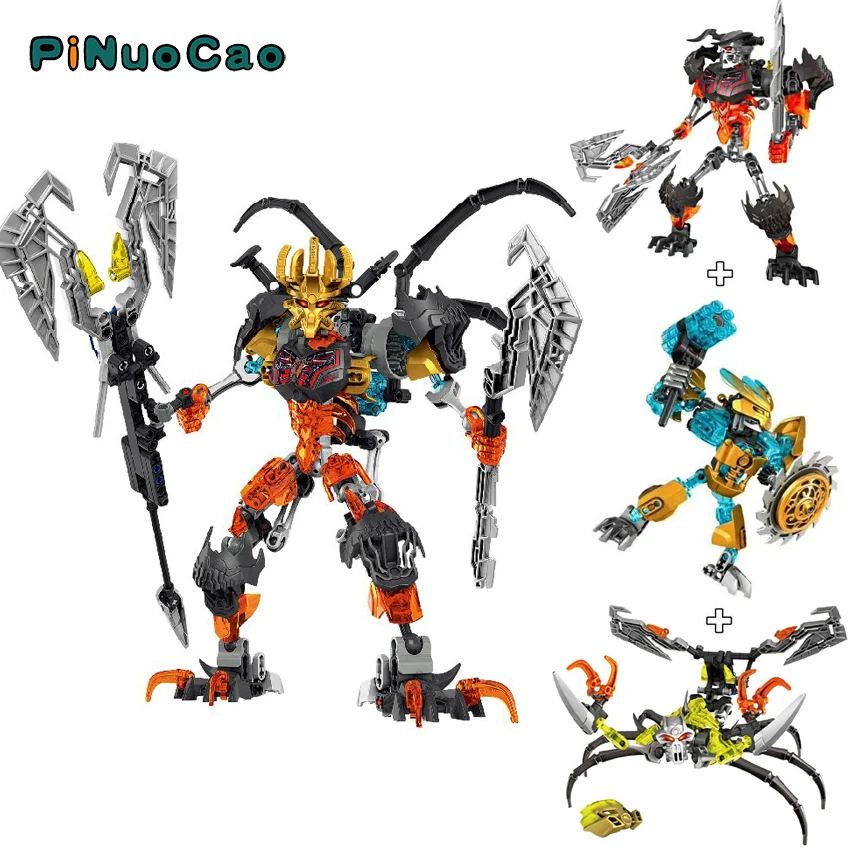 

PINUOCAO BIONICLE 711-1 Skeleton Mask Warrior Figures Building Block Toys for Boy Compatible with 70791 70792 70793 without Box