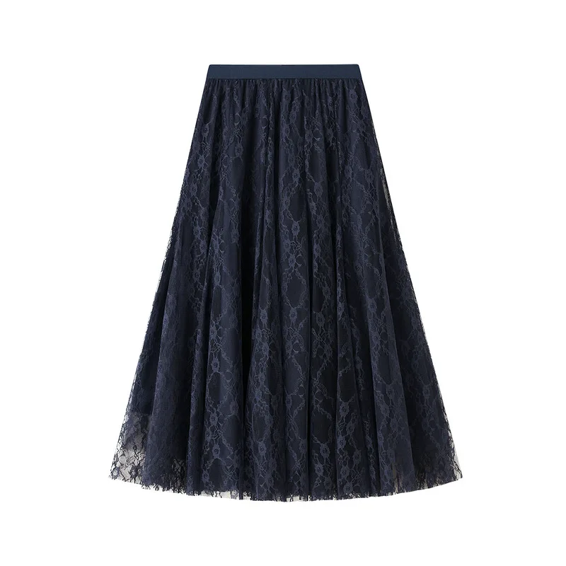 

Spring Sweet Floral Lace A-line Maxi Long Skirts