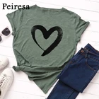 Летние женские рубашки из 100% хлопка, футболка с принтом в виде сердца, женская футболка, модная повседневная футболка с круглым вырезом и коротким рукавом с графическим рисунком