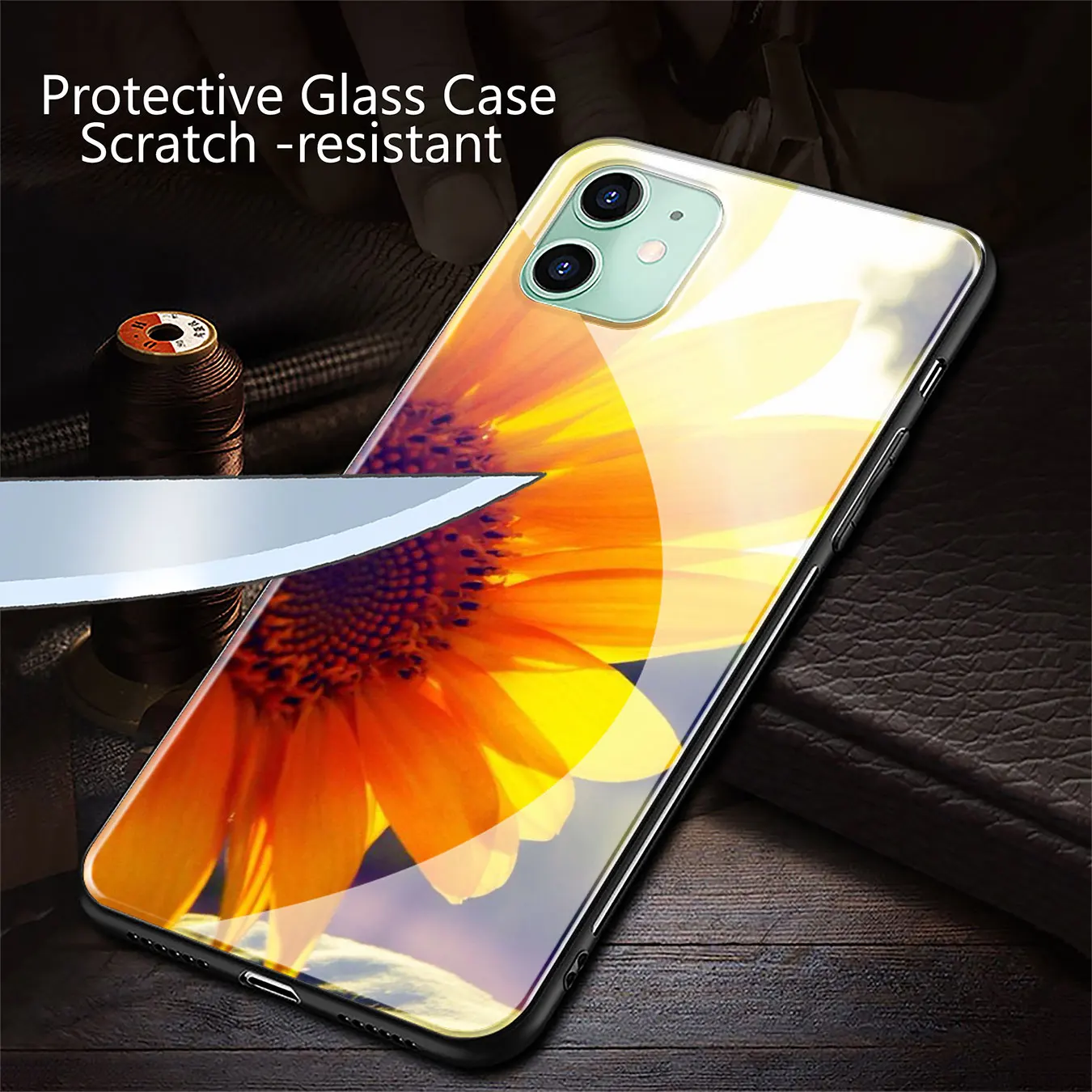 Чехол с подсолнухами и цветами цветной чехол из закаленного стекла для телефона