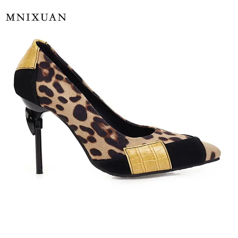 

MNIXUAN Korean Female Shoes High Heels Women Free Shipping spring 2020 new Leopard sexy Extreme High Heels Wedding Dress size 12