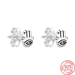 Hot Sale 100%925 Sterling Silver Fashion Jewelry for Women Valentines Birthday Gift Earrings Cactus Purple Eyes Double Earrings