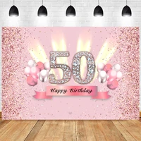 pink 50th backdrop happy birthday party lady balloon photography background adult gilrs golden black photographic banner