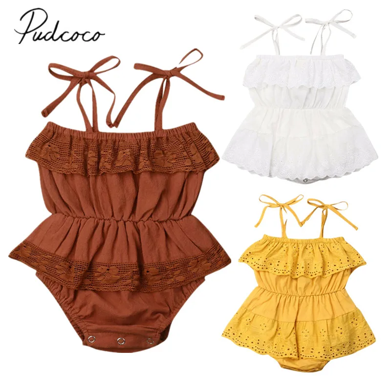 Летняя одежда для новорожденных боди маленьких девочек однотонное платье с