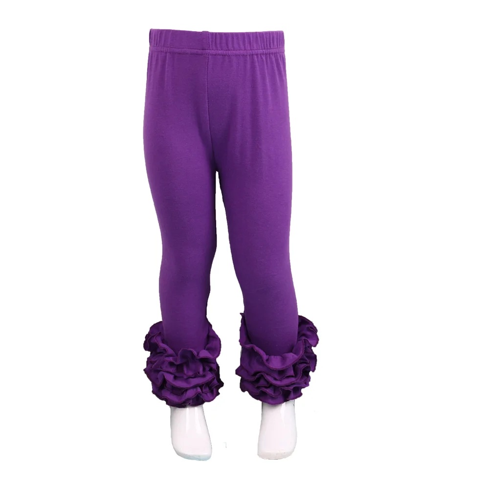 purple Леггинсы с оборками для маленьких девочек; детские длинные эксклюзивные брюки; Детские хлопковые брюки с эластичной резинкой на талии; штаны для девочек - Цвет: purple