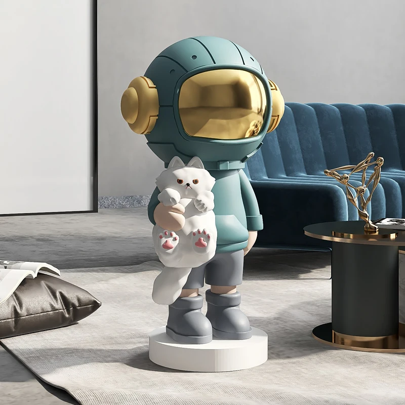 

Creative Home Dector Astronaut Statues Living Room Decoration Figurine Large Floor Light Luxury TV Cabinet Housewarming Gifts