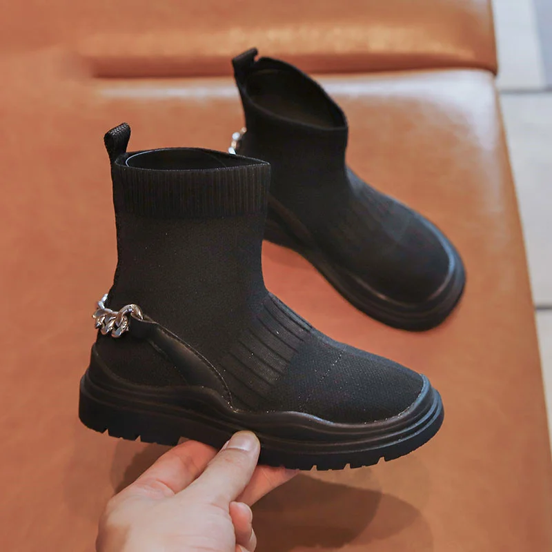 

Newautumn fashion girl boots children's knee highsocks Martin girls leisure motorcycle boots leisure children's shoes girlsboots