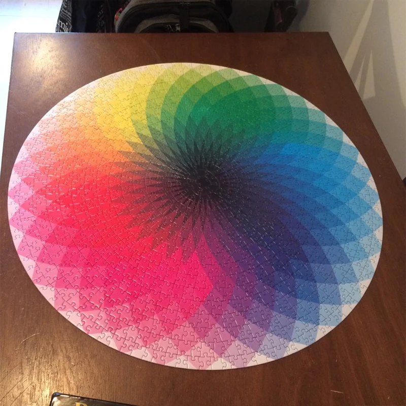 

Colorful Rainbow Round Jigsaw Puzzle Paper 1000 Pcs/set Geometrical Photo Puzzle Adult Kids DIY Educational Reduce Stress Toy