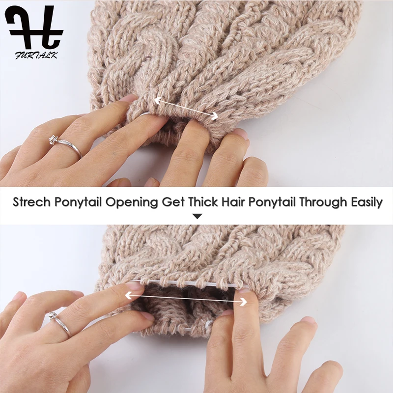 Женская Вязаная Шапка-бини FURTALK трикотажная с хвостиком для зимы 2019 - купить по